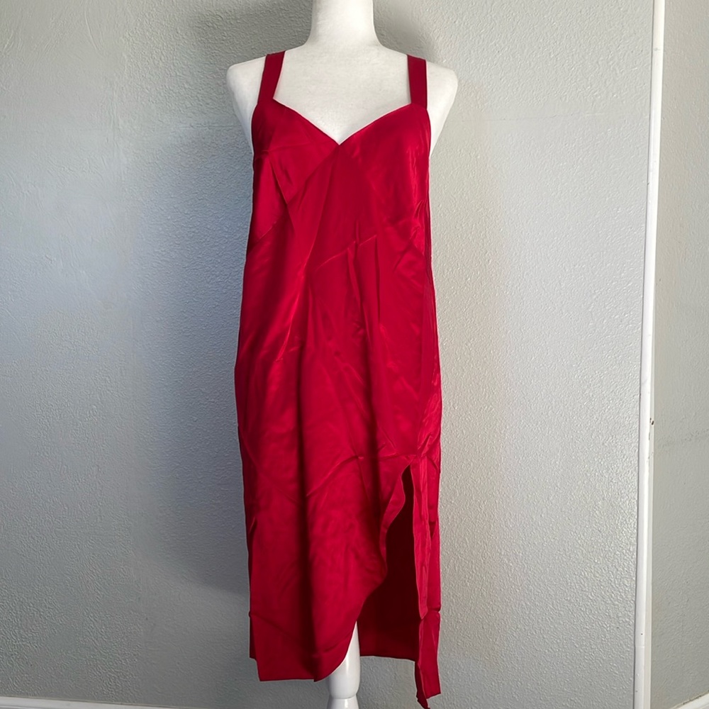 Michelle Mason Red Silk Slip Dress Size 6 With Tags